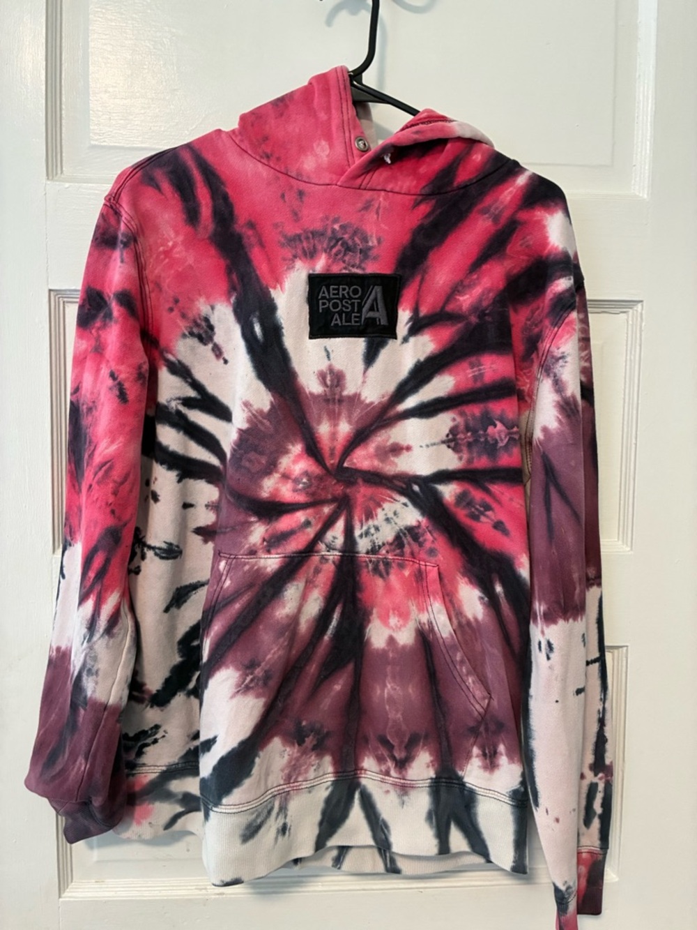 Aeropostale Pink, Black & White Tie-Dye Pullover Hoodie